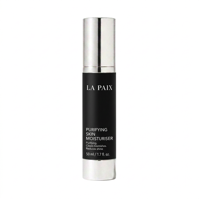 Black-label moisturiser mockup with wording positioned like the face cream light
